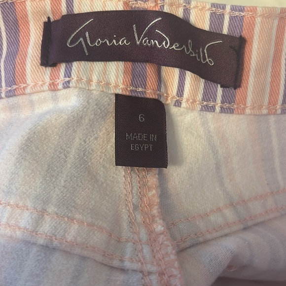 GLORIA VANDERBILT Amanda Capri SIZE 6Ribbon Pink Stripe Cropped Denim Pant NWT - Picture 5 of 8